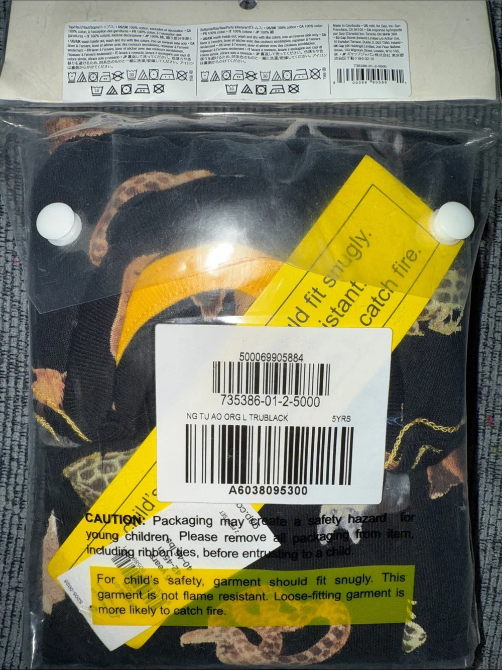 Baby GAP 5T National Geographic Long Sleeved Pajama Set, Animal Print